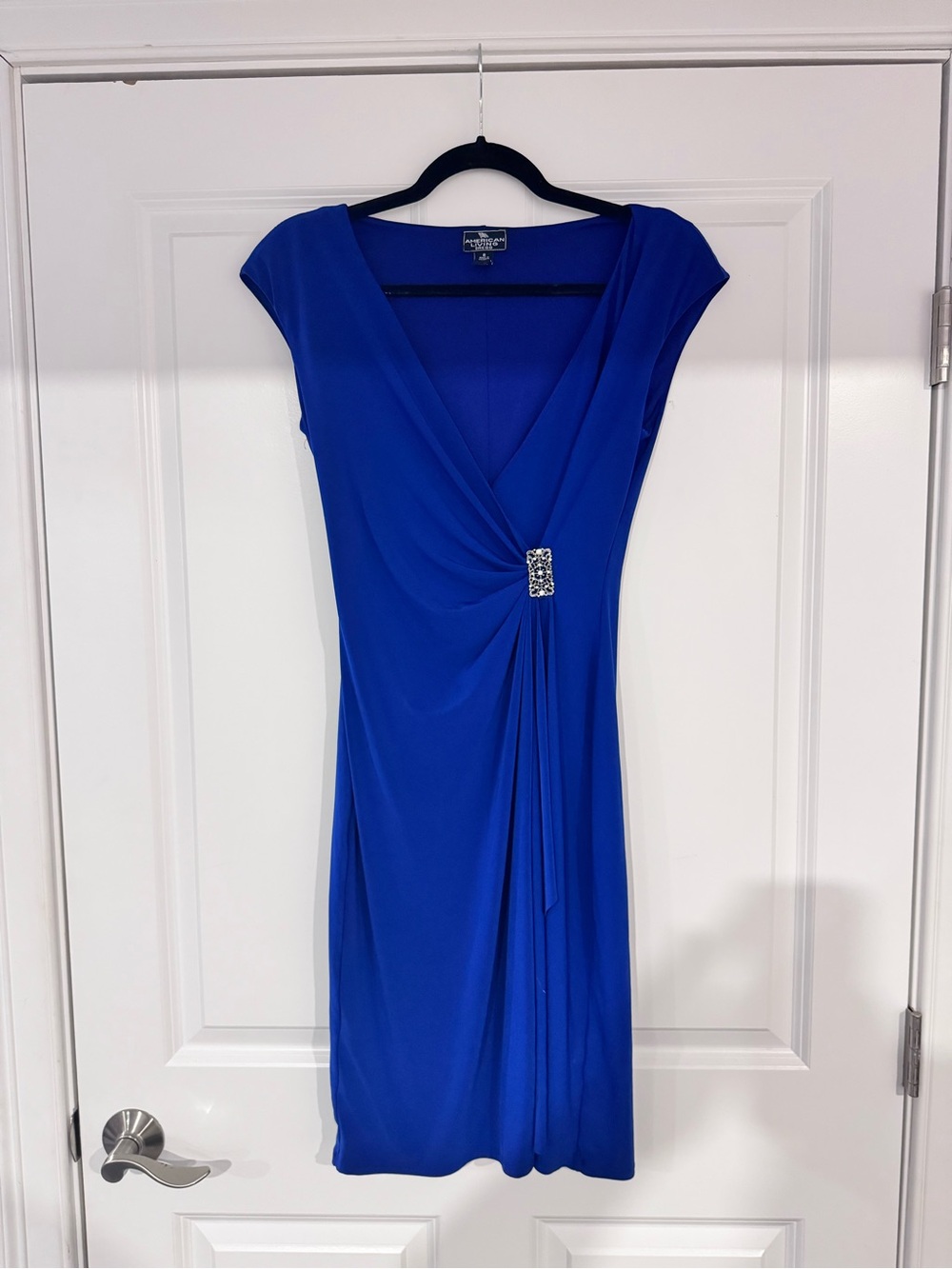 Royal Blue V-Neck Draped Evening Dress
